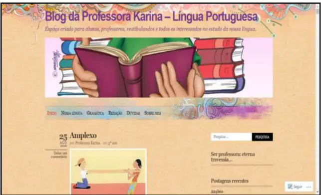 Figura 3.3 - Blog da Professora Karina voltado ao ensino de língua portuguesa.