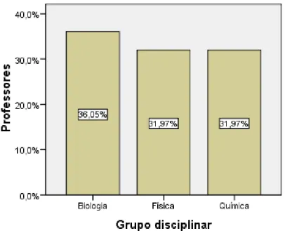 Figura 10. Distribuição dos professores de acordo com o grupo disciplinar 