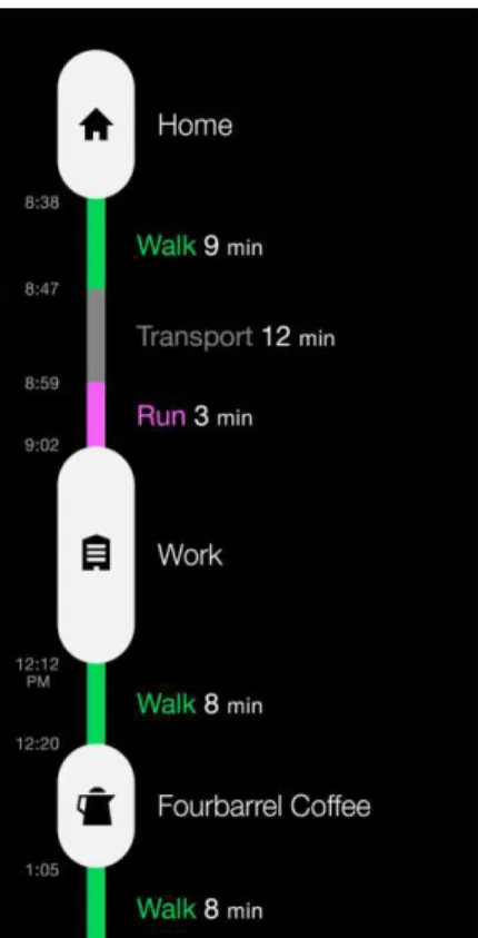 Figure 3 - The course of the day on Moves application [22]. 