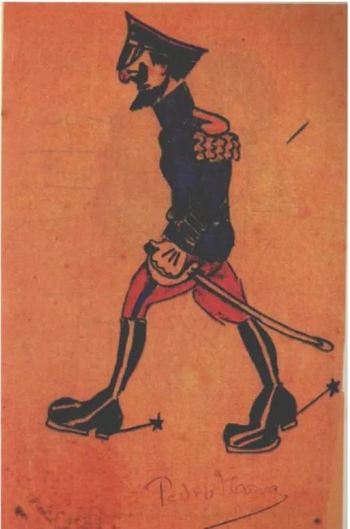 Figura  3:  Caricatura  militar  feita  por  Pedro  Nava  (conservado  por 