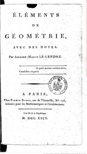 Figura 6: Fac-símile da Capa de Elementos de Geometria, 1794  Fonte: GALLICA.BNF.FR, 2010 