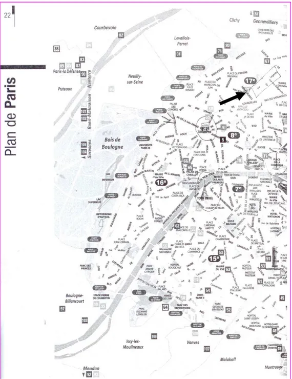 Figura 11: Localização da rua do 17º bairro de Paris que leva o nome de Legendre  Fonte: GARE DE NANTES, 2009 