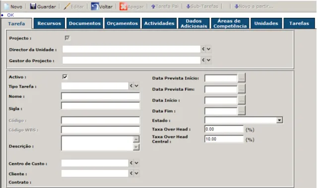 Figura 12 - Interface do FORgest para criar e editar projectos 