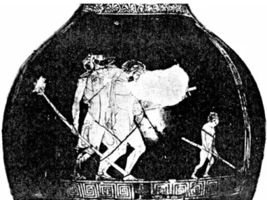 Figura 4 - Oinokhóe (khoûs). Figuras vermelhas. Sem atribuição. Atenas, Museu Nacional, CC 1282