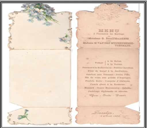 Figura 3 – Menu do casamento dos pais de dona Bertha em 4/8/1896 