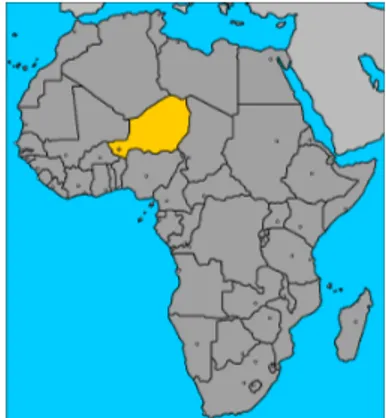 FIGURA 1: Mapa do Continente Africano com Estado do Níger. Fonte: Ilustração nossa