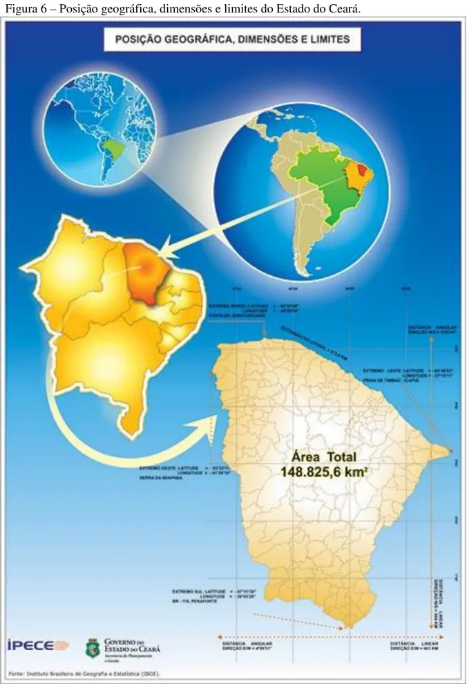 Figura 6  –  Posição geográfica, dimensões e limites do Estado do Ceará. 