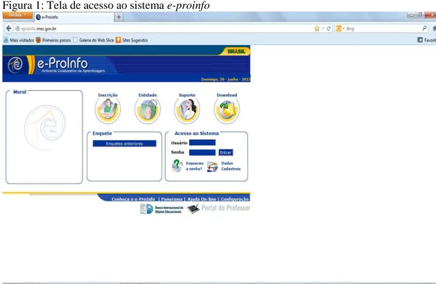 Figura 1: Tela de acesso ao sistema e-proinfo 