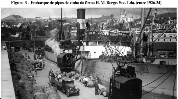 Figura 3 - Embarque de pipas de vinho da firma H. M. Borges Suc. Lda. (entre 1926-34) 
