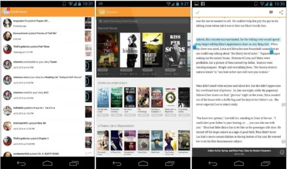 Figure 5 – Wattpad app in Android device [19]. 