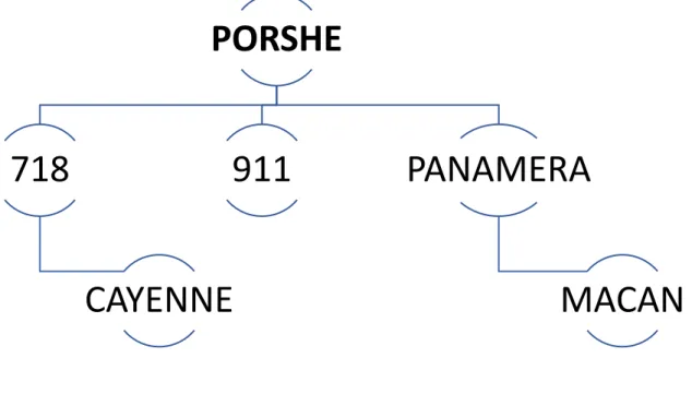 Figura 4: Categorias e Modelos da Marca Porsche 