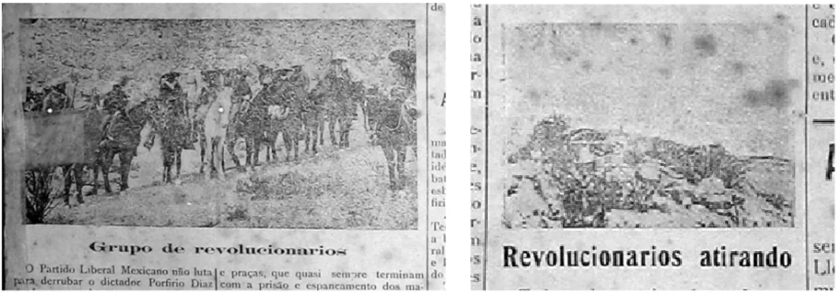 Figura 1 – Fotos ilustrativas da matéria referente à Revolução Mexicana publicada em   A Guerra Social, nº 01, de 29/06/1911, p.02