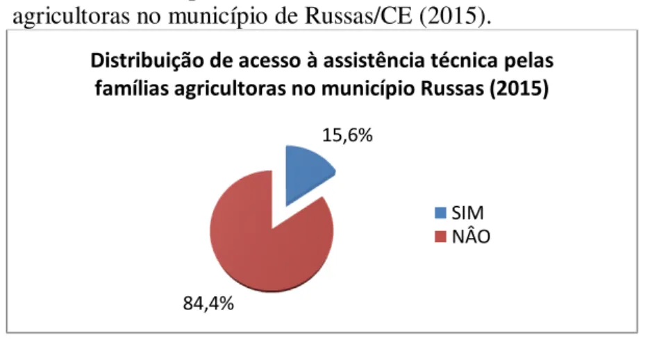 Gráfico  3  –  Apoio  de  assistência  técnica  às  famílias  agricultoras no município de Russas/CE (2015)