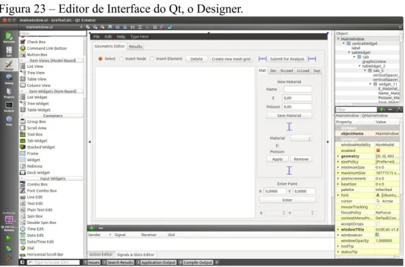 Figura 23 – Editor de Interface do Qt, o Designer.