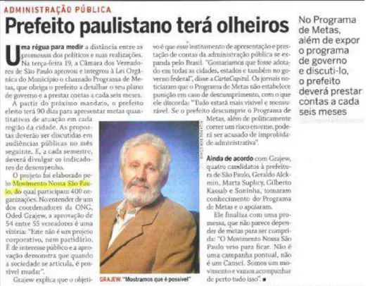 Figura 3: Prefeito Paulistano terá olheiros. Revista Carta Capital, 22 de fevereiro de 2008