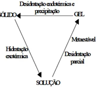 Figura 2.17  – Transformação sol-gel de soluções aquosas de éteres de celulose (SARKAR e WALTER, 1995)