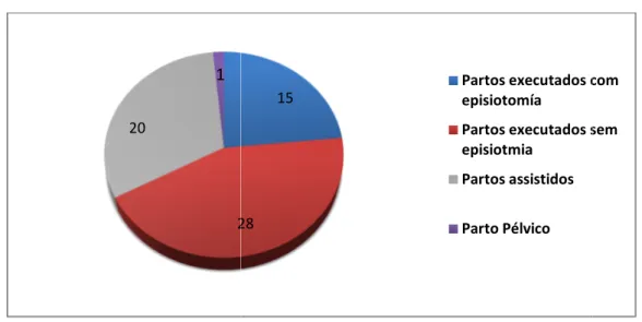 Figura 4: Número de Partos realizados, com ou sem episiotomia, e participados