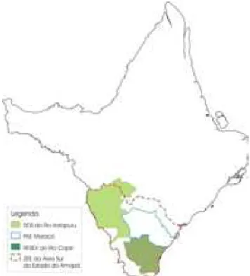 Figura 5 - Áreas destinadas ao agroextrativismo no sul do Amapá.   Fonte: Elaborado com base em estudos do ZEE/IEPA (RABELO, 2000)