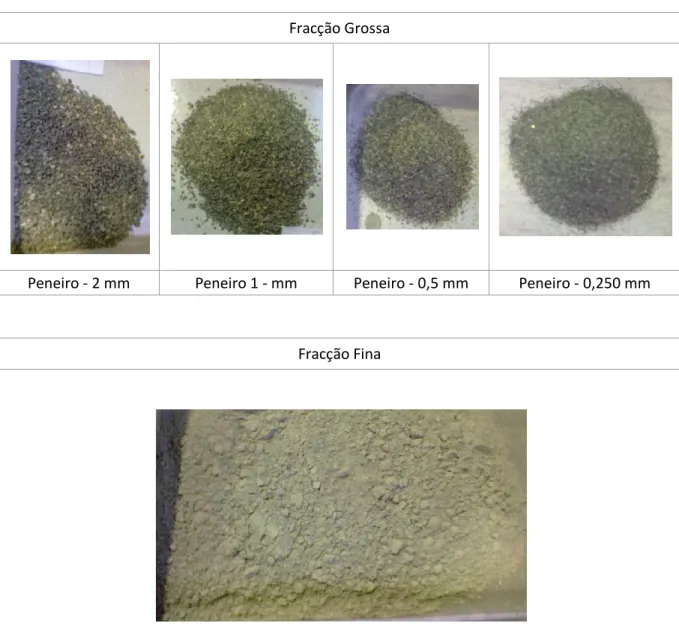 Figura 2 - Fotografias dos Resultados da Análise Granulométrica SIBASAL 