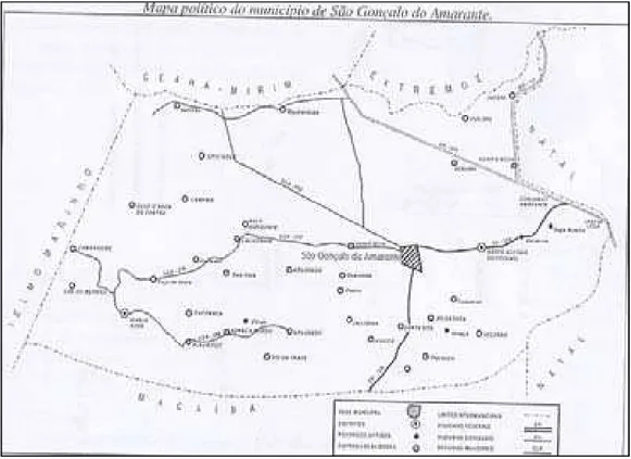 Figura 3 – Mapa Político do Município de São Gonçalo do Amarante Fonte: Brito, 2002, p.15 