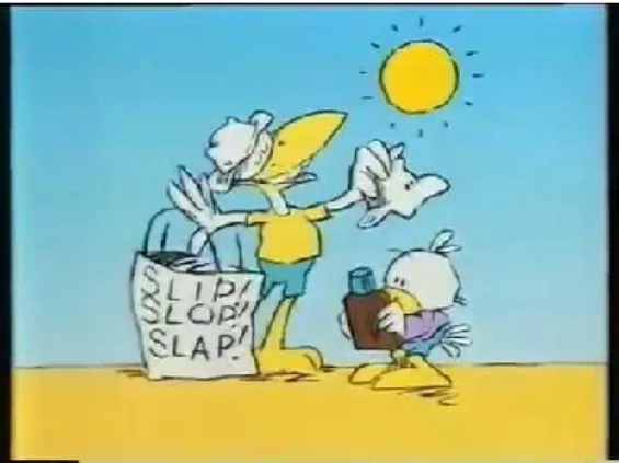 Figure 9 - Slip, slop, slap original ad in 1980. Source: SunSmart website 