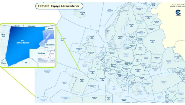 Figura 6: Organização do espaço aéreo inferior na Europa (anterior ao SES) 