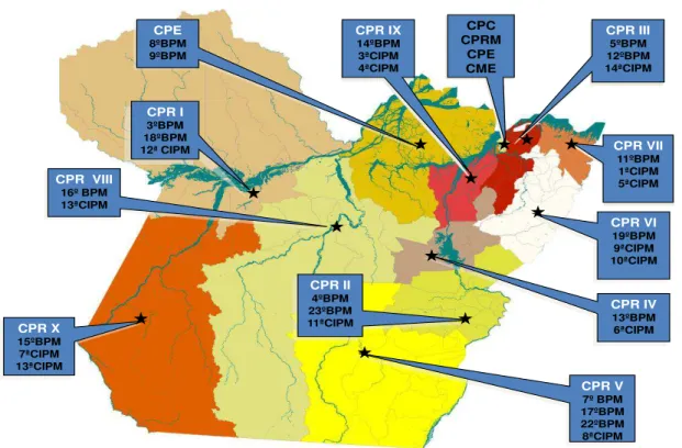 Fig. 05 - Grandes Comandos e Unidades Subordinadas.  Fonte: ESTADO MAIOR ESTRATÉGICO DA PMPA