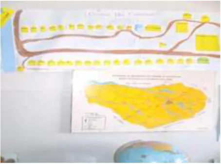 Figura 2: Croqui e mapa de Jardim do Seridó, afixados em umas  das escolas visitadas durante a pesquisa empírica