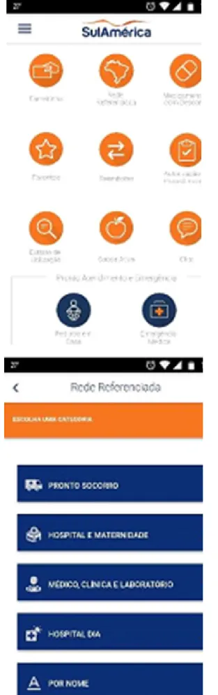 Figura 7: Ícone e Interface do app da empresa  SulAmérica.