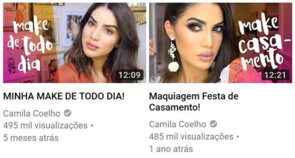 Figura 7: Capas de vídeo da youtuber Camila Coelho 