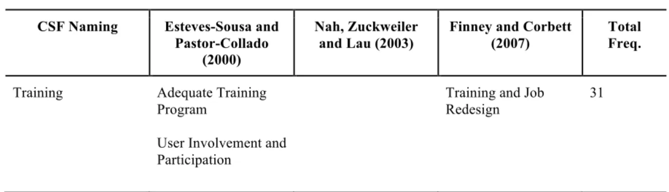 Table 4 – CSF Construct: Communication &amp; Training 