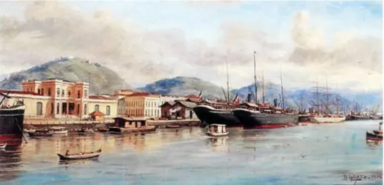 FIGURA 1.10 – Vista parcial do Porto de Santos em 1914. 
