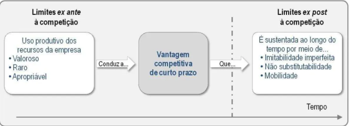 Figura 3: A visão baseada em recursos ao longo do tempo.  Fonte: Adaptado de Wade e Hulland, 2004, p.119