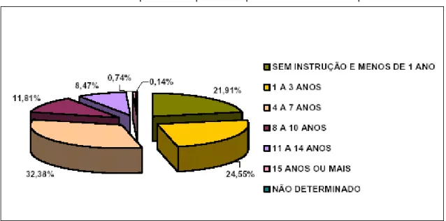 Gráfico 1 – escolaridade das pessoas responsáveis pelos domicílios em Felipe Camarão 