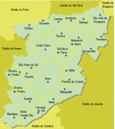 Figura 6. Mapa do distrito de Viseu (Visitar Portugal)