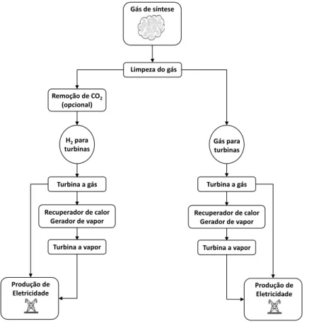 Figura III. 7 Representação esquemática do processo de gasificação integrada com ciclo combinado (adaptado  de Gasification Technologies Council, 2013)