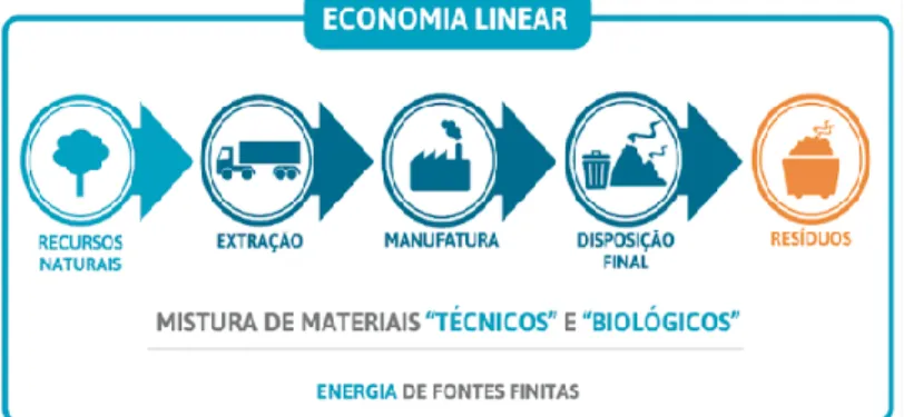 Figura 1 - Economia Linear  Fonte: LUZ e ECHEVENGUA (2015) 