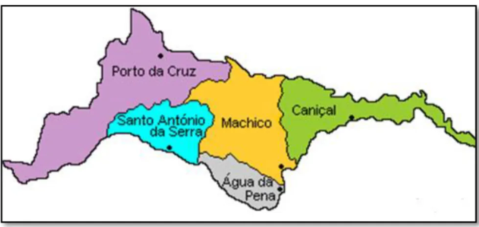 Figura 3. Mapa das freguesias do concelho de Machico. 