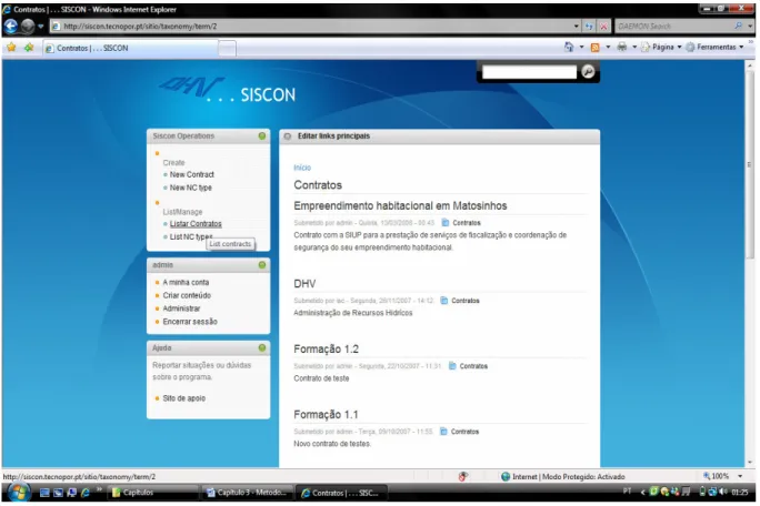 Fig. 3.6 - Listagem de contratos existentes no SISCON 