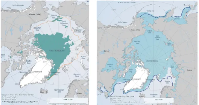 Figure 3: Sea Ice extent (a) September (b) March 
