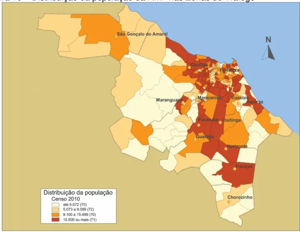 Figura 16  –  Distribuição da população da RMF nas Zonas de Tráfego 
