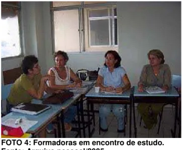 FOTO 4: Formadoras em encontro de estudo.  Fonte: Arquivo pessoal/2005. 