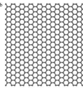 Figura 4.1  −  (a) BSU da superfície de carbono e (b) Placa de grafeno. As setas mostram a  direção do ataque oxidativo.