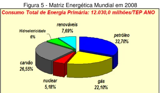 Figura 5 - Matriz Energética Mundial em 2008 