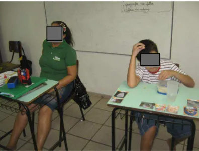 Figura 3: Pictogramas dispostos na mesa do aluno  Fonte: A autora 