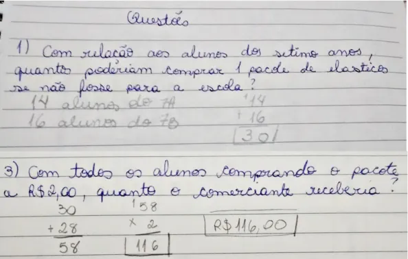 Figura 9 – Respostas de alunos às questões 1 e 3 do questionário 