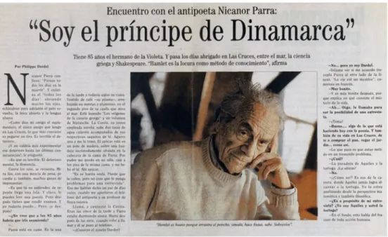 Figura 5: DARDEL, P. Encuentro con el antipoeta Nicanor  Parra. El Mercurio, Valparaíso, 24 out