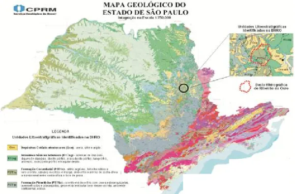 Figura 8: Mapa Geológico do Estado de São Paulo, adaptado pelo autor.