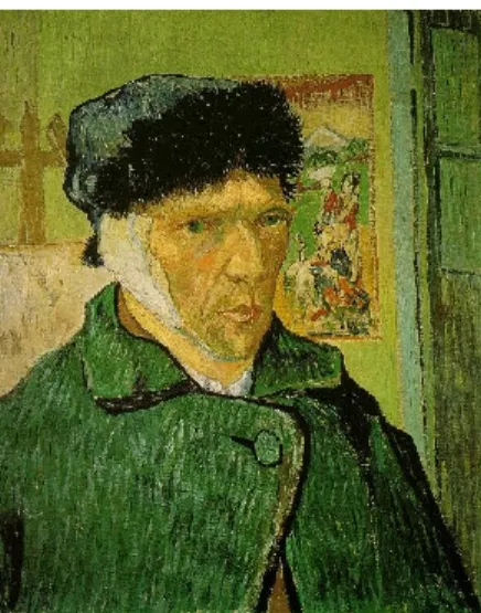 Figura 7 - Vincent Van Gogh, Autorretrato com a orelha cortada, 1889, Óleo sobre tela, 60 x 49 cm,  Courtauld Galleries, Londres 