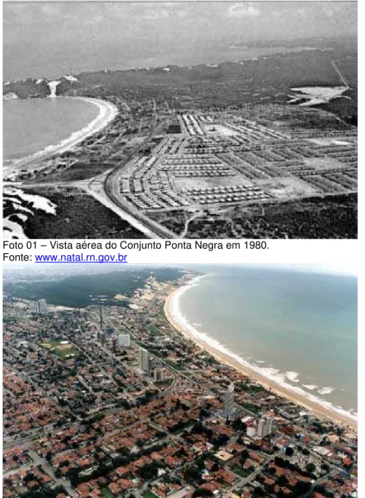 Foto 01 – Vista aérea do Conjunto Ponta Negra em 1980.  Fonte:  www.natal.rn.gov.br